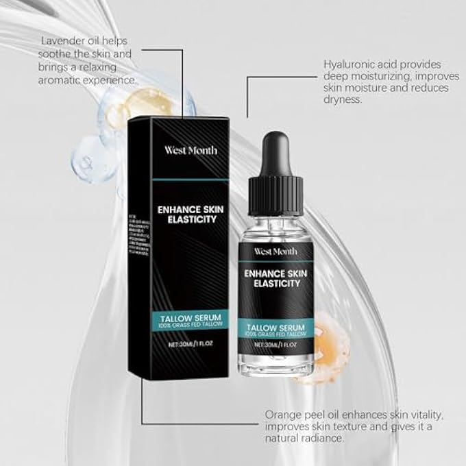 WEST MONTH MEN'S TALLOW FACIAL SERUM WITH VITAMIN C & LAVENDER OIL, HYDRATING ANTI-WRINKLE MOISTURIZER FOR SMOOTH SKIN, 30ML - Image 2